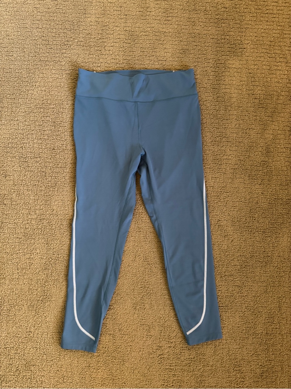 Peloton Blue Leggings with White Side Piping